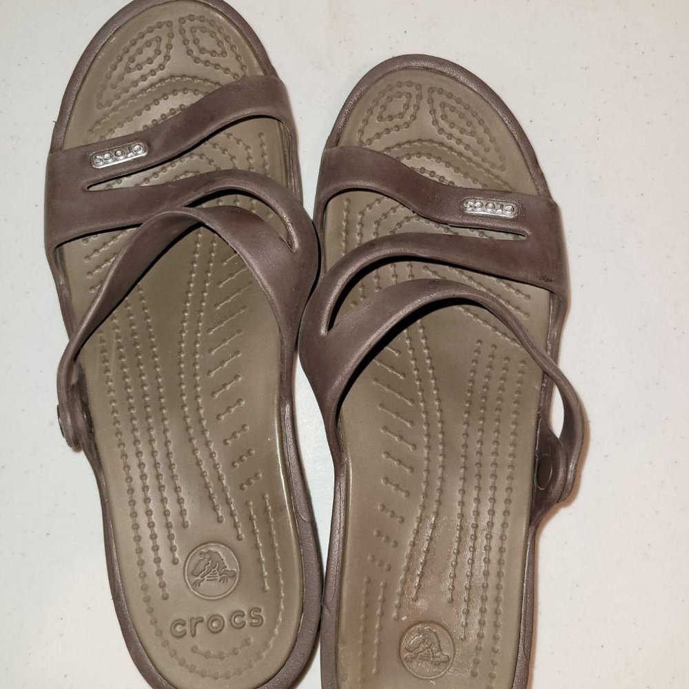 Crocs Womens Brown Flip Flop Slipper Slide Sandal